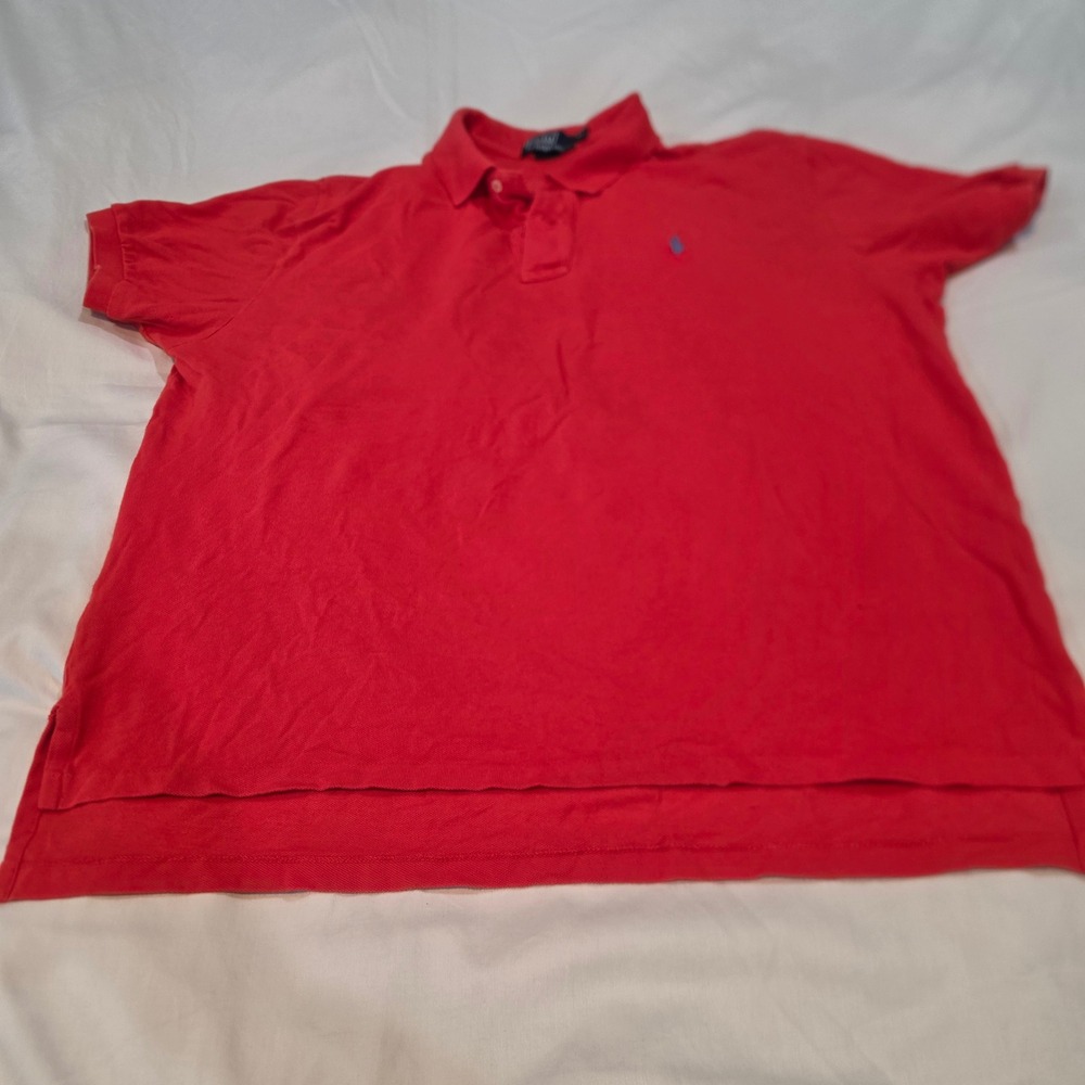 Polo Ralph Lauren Polo Shirt Mens XL Red Good Pique Short Sleeve Blue Pony Logo
